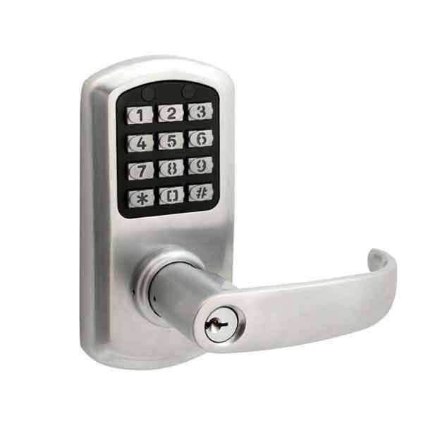 Townsteel e-Elite 2010 - Electronic Push Button Lever Lock - 2-3/8 Backset - Rigid Lever - Satin C TNS-E-ELITE-2010-S-2-3/8-US26D - main
